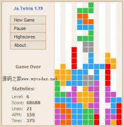 JsTetris(俄罗斯方块游戏源码) 1.19 - HTML源码 -六神源码网