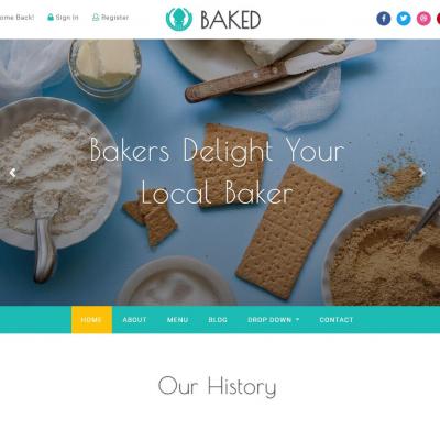 宽屏简洁大气面包蛋糕糕点美食HTML5响应式网站模板-六神源码网