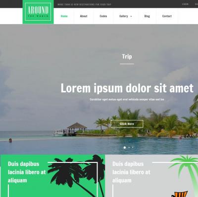 绿色宽屏响应式旅游游记攻略HTML5网站模板-六神源码网