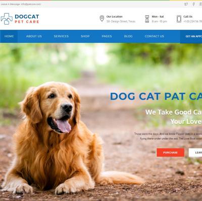 蓝色宠物狗知识分享交流狗粮器具交易HTML5响应式网站模板-六神源码网