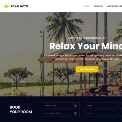 HTML5响应式旅游度假酒店客房网上预定平台网站模板-六神源码网