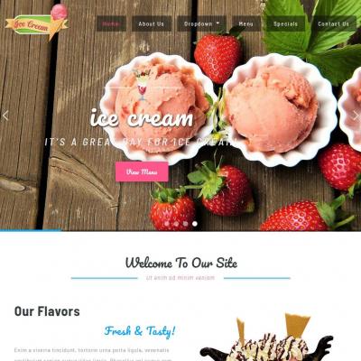 美味水果冰淇淋雪糕甜点食品公司响应式网站模板-六神源码网