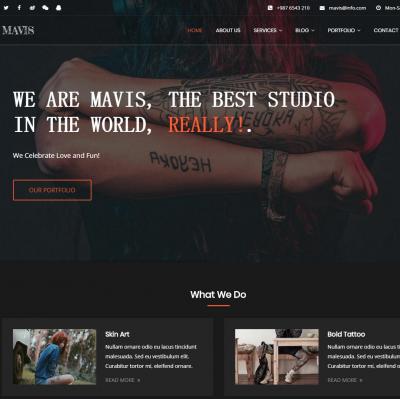 高端黑色炫酷个性艺术纹身工作室HTML5响应式网站模板-六神源码网