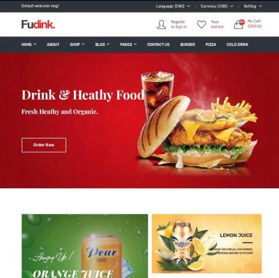 汉堡薯条饮料食品网上商城HTML5响应式网站模板-六神源码网