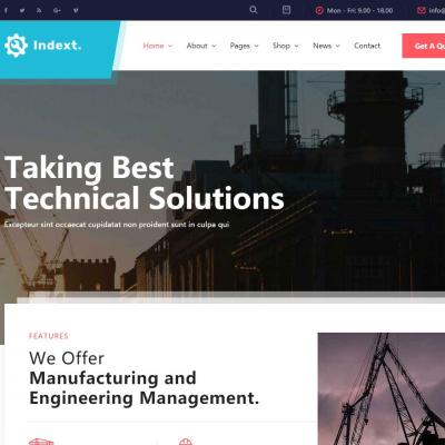 宽屏大气大型重工工程机械制造业公司HTML5网站模板-六神源码网