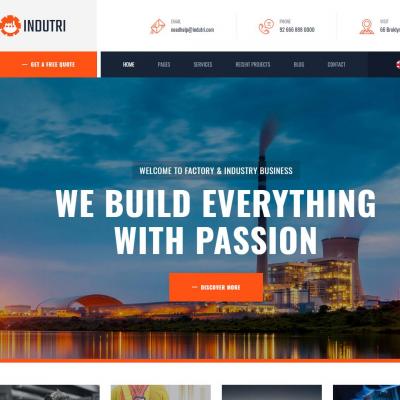 橙色大型工业设备器械设备制造业公司企业HTML5网站模板-六神源码网