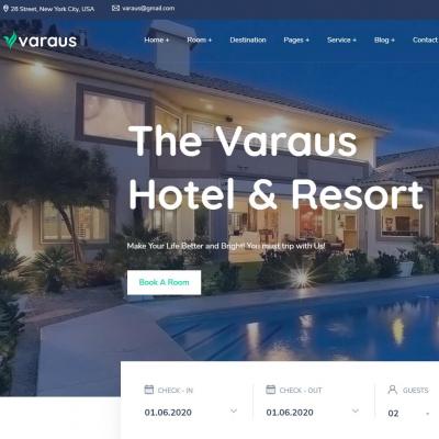 高端休闲旅游度假酒店HTML5响应式网站模板-六神源码网