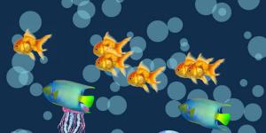 漂亮水中游动鱼类大小气泡上升canvas动画-六神源码网