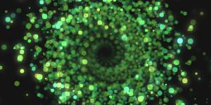 绿色光亮动态漩涡粒子汹涌而出js特效动画-六神源码网